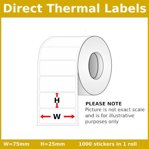 75mm [x] 25mm [x] 1000pcs - 1up - DT Sticker