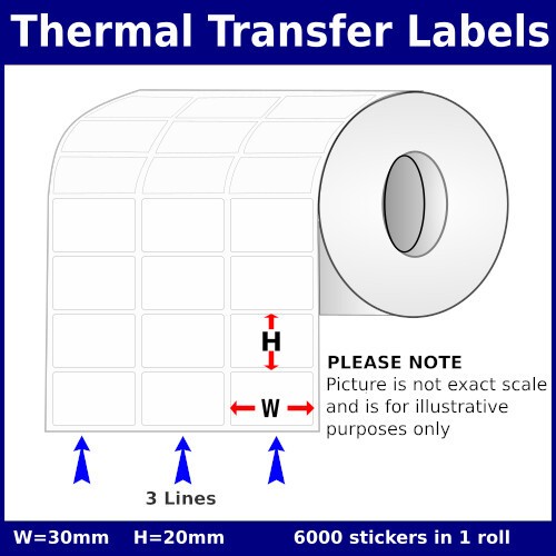 30mm [x] 20mm [x] 6000pcs - 3up - TT Sticker