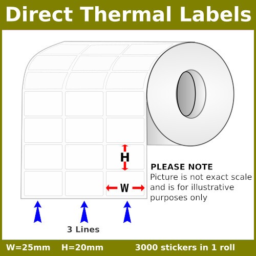 25mm [x] 20mm [x] 3000pcs - 3up - DT Sticker